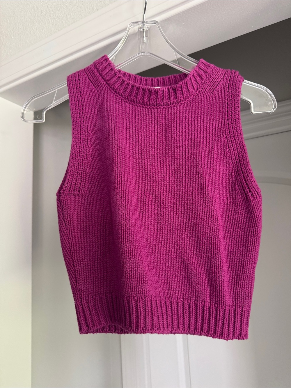 Sleeveless Knit Sweater Tank - Deep Purple Magenta